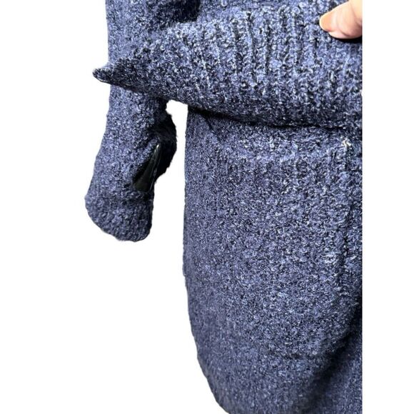 Gretchen Scott Boucle Stadium Coat Blue Pockets Hood Toggle Buttons Size Large - Picture 5 of 8